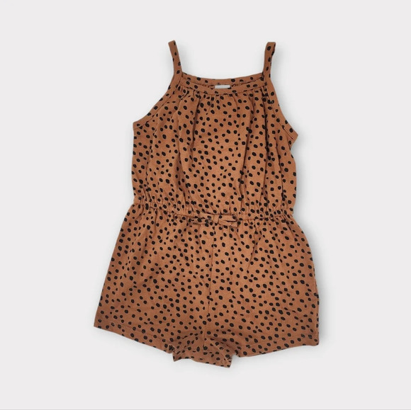 Old Navy Other - Old Navy Brown and Black dot Romper Baby Girl Size 12-18m
